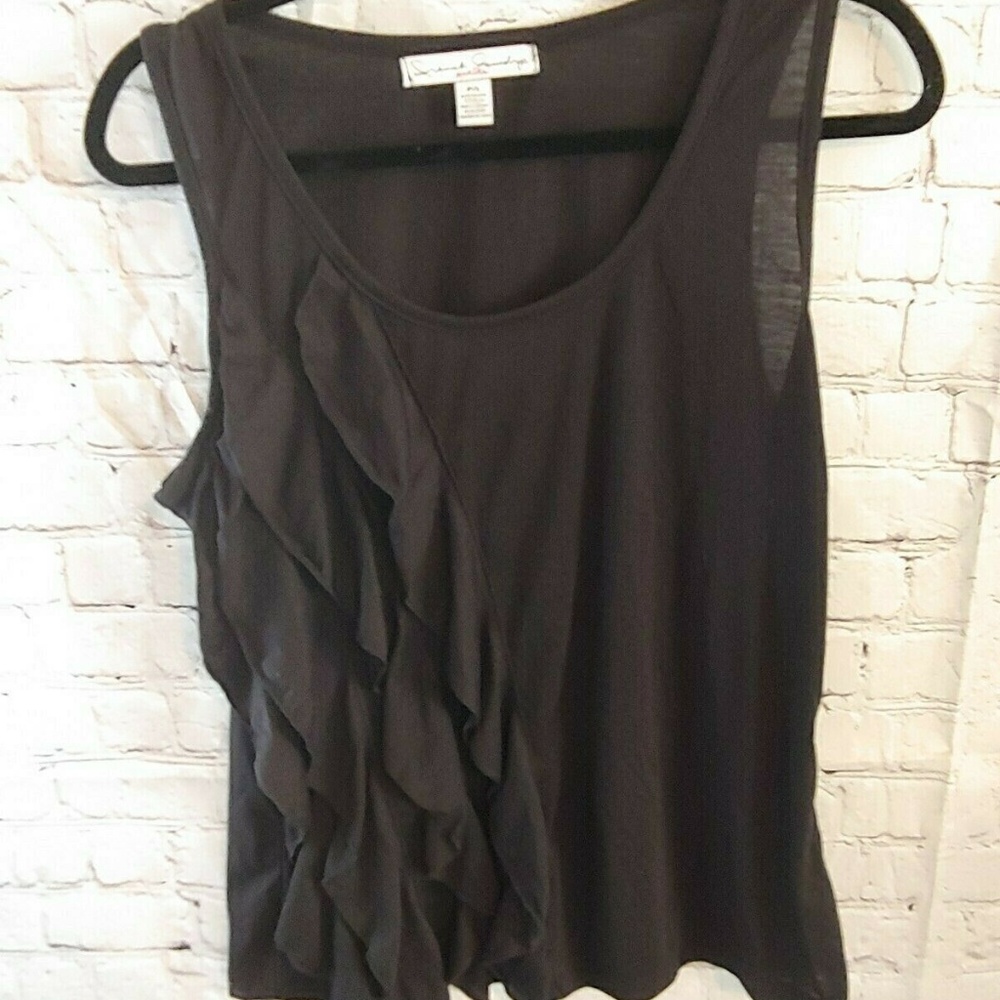 French Laundry Petite Large Black Side Ruffle